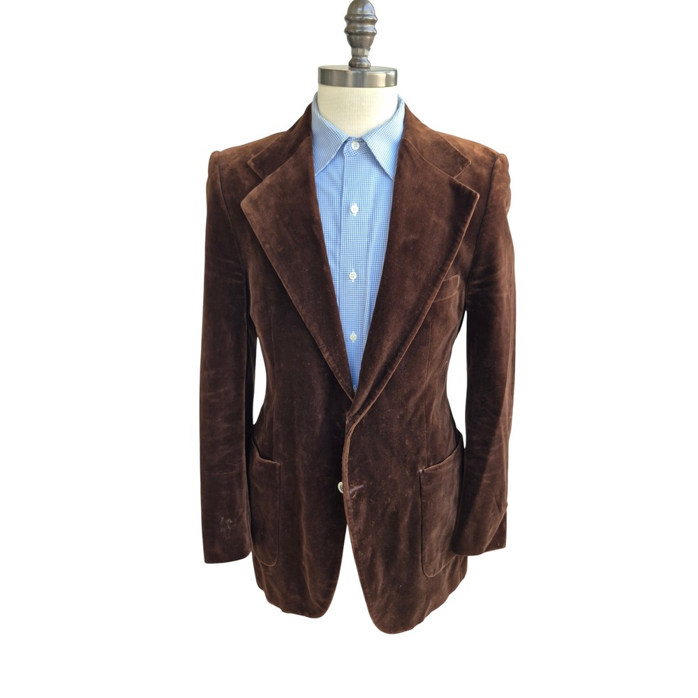 Yves Saint Laurent YSL Brown Velvet Blazer Made in France Mens Sz 40 L VTG RARE